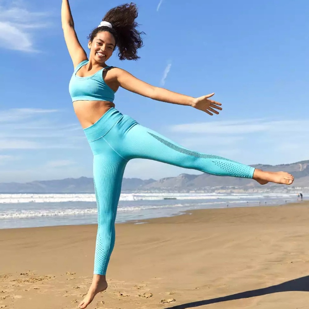 OFFLINE by Aerie Seamless High Waisted Mesh Legging Blue Size S NWOT